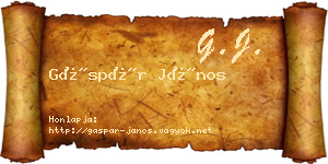 Gáspár János névjegykártya